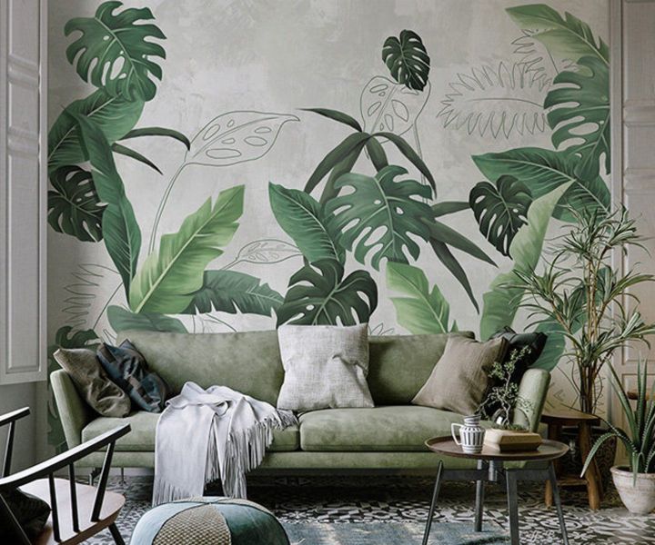 mural de plantas en la pared